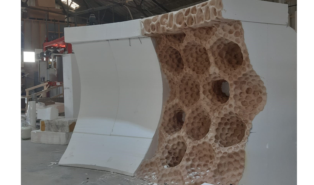 The man who fell to Earth – Hive carving from Polystyrene blocks