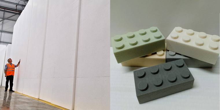 lego bricks and polystyrene blocks