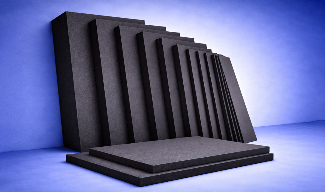 Black Plastazote (cross-linked/closed cell polyethylene) foam sheets